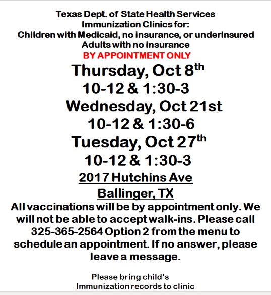 Oct Shot Clinic - Ballinger